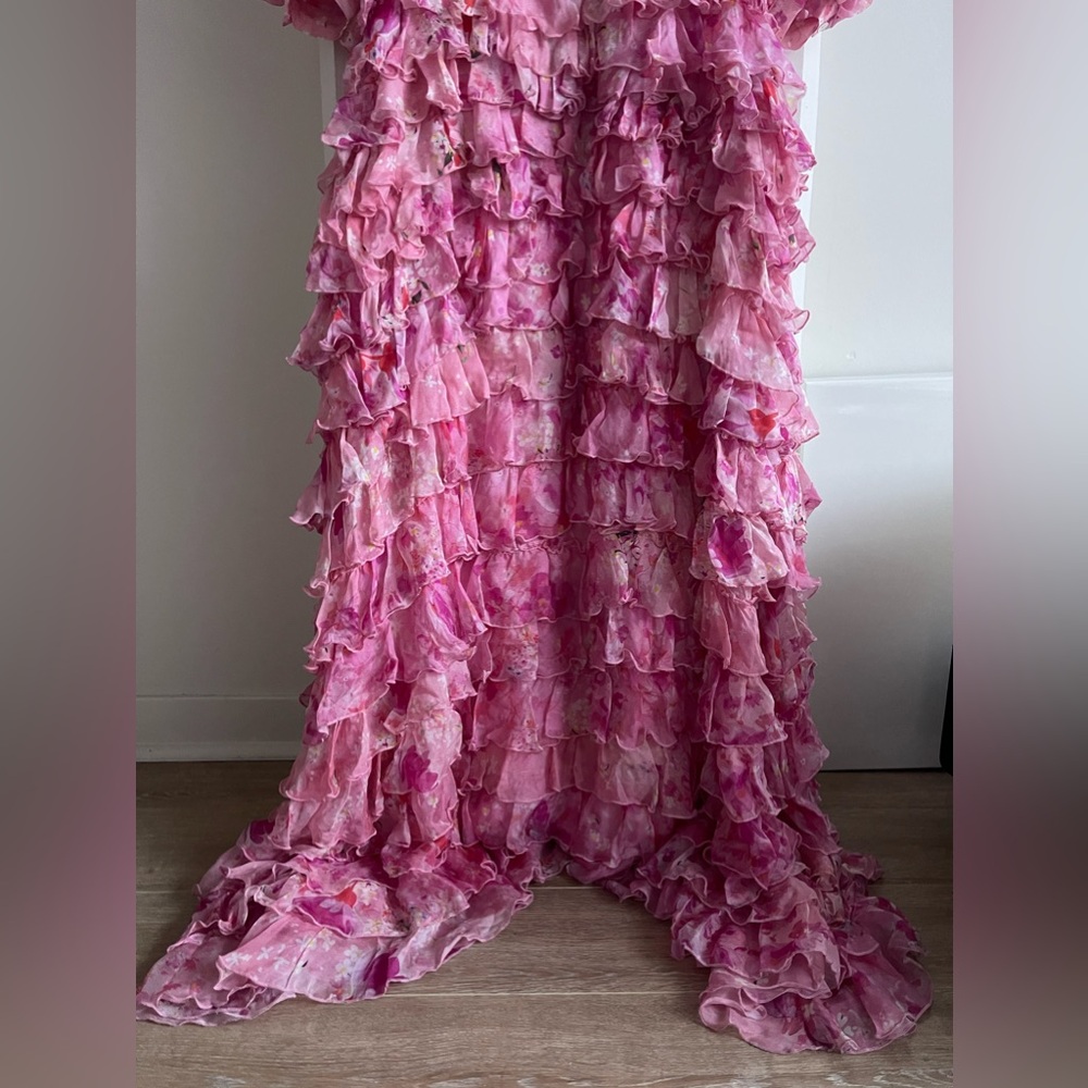 Salvatore Piccione SS20 Floral 100% Silk Maxi Dress in Pink Size 42 - Picture 3 of 10